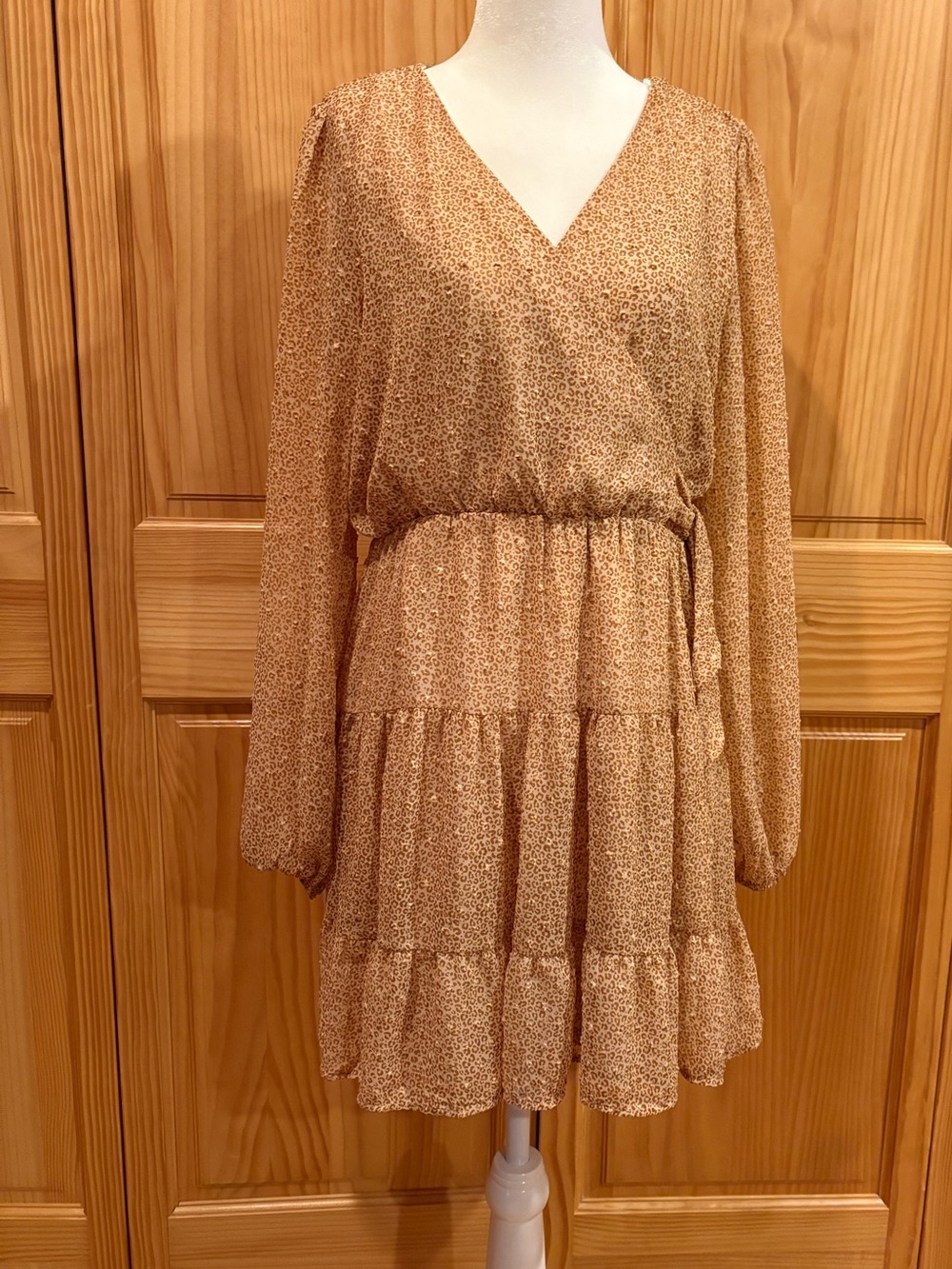 Altar'd State boho leopard print mini dress women’s L